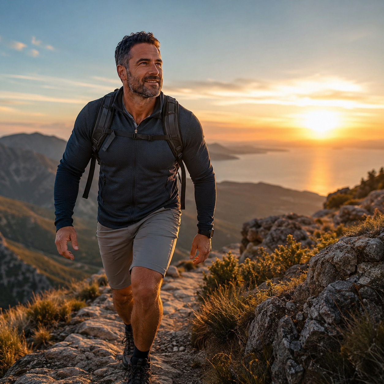 Active man hiking at sunset — Reason 1